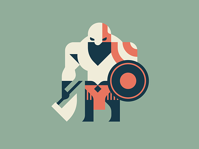 Warrior axe game geometric god of war illustration kratos logo logotype magic man mythology shield warrior