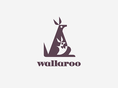 wallaroo animal baby cute kangaroo logo mark monochrome mother young