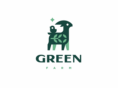Green Farm animal character chick cute goat logo logotype mascot