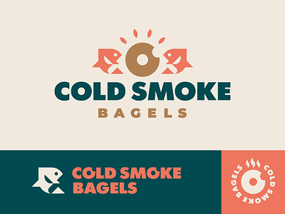 Cold Smoke Bagels bagel cafe fish food logo modern logo restaurant smoke