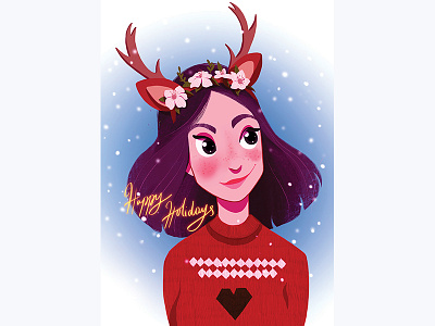 Happy Holidays christmas christmascard colorful cute girly happyholiday holidays holidayseason illustration winter