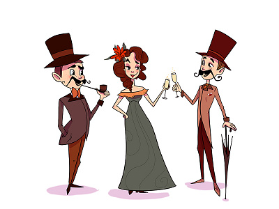Something different characterdesign characters gentleman lady mascot mustache simple simplecharacters tophat victoriantime