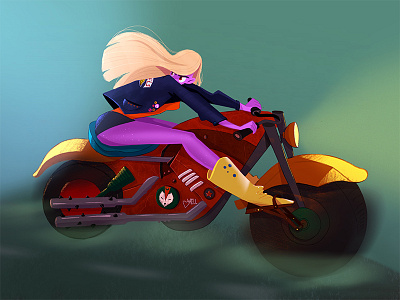Biker bike bikers challenge character characterdesign colorful hair illustratio originalcharacter speed vibrant