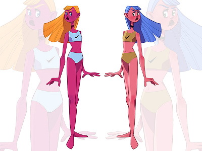 Mirror body. hair bodytype characterdesign characters girl girly illustration mirror nike originalcharacter pastelcolors vibrantcolors