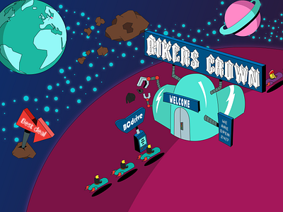 Bikers Crown adobe design dribbble graphic illustration vector