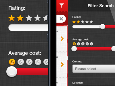 Eatigo search filters sidebar application design ios iphone sidebar ui