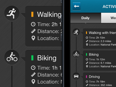 iPhone App Design / Activity log screen app application design ios iphone ui