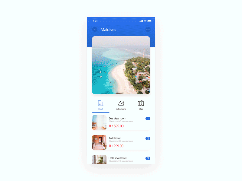 Tourist hotel app hotel interface tourist ui ux