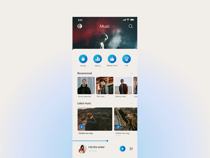 Music player app design interface music music player player ui ux