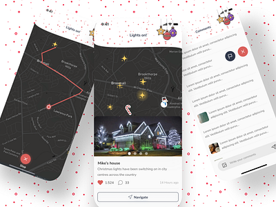 Christmasprism App Design app christmas design finder illustration lights map mobile app ui