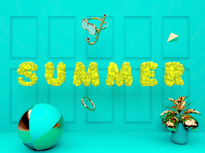 Summer time 3d 3d modeling c4d cinema4d graphic design illustration letters summer vacation