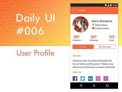 User profile 006 100daychallenge dailyui uidesign userinterface userprofile uxdesign webdesign