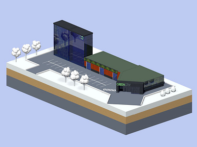 3d shopping mall 3d 3d model building c4d cinema 4d isometric illustration