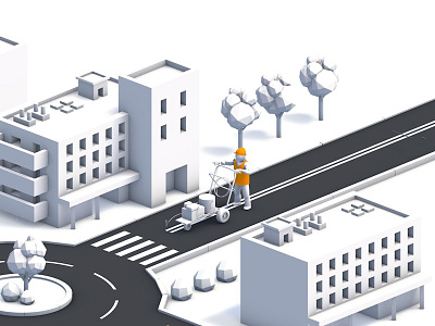 3d road works 3d 3d modeling c4d cinema 4d city illustraion isometric low poly