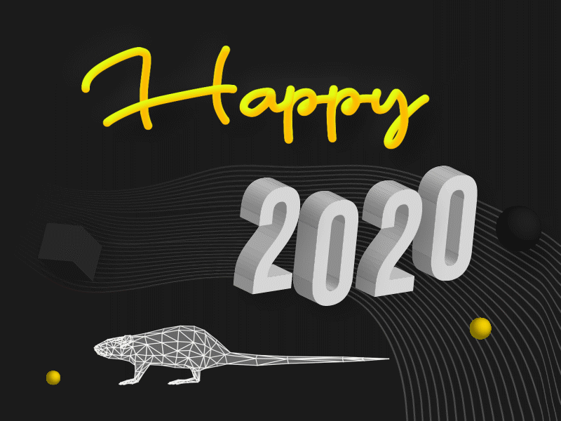 New Year 2020 3d 3d art 3d modeling animation c4d cinema4d design gif isometric low poly rat typogaphy vector