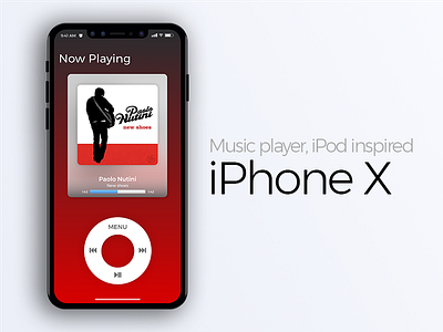 Iphone X - Music Player Concept apple ui design iphone x ipod material design mockup