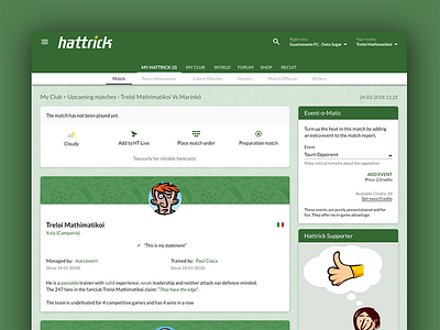 Hattrick Design competition - Match Detail (Not-Played)