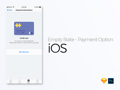 iOS - Empty State - Payment option app apple ui design design ios ios 12 material design mockup