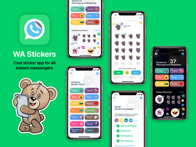 App iOS: WA! Stickers and Emoji app apple design icon ios logo mobile app mobile design stickers ui ux xcode