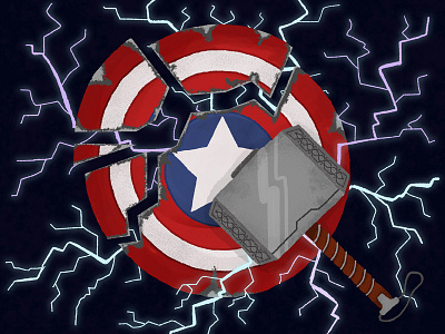 Cap Shield avengers captain captain america childrens childrens illustration hammer illustration lightning mjolnir thor