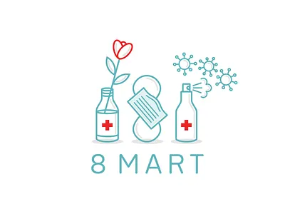 Gifts for 8 March 8 march alcoholic bacterium coronavirus doctor flower icons logo medical plus save spray symbol