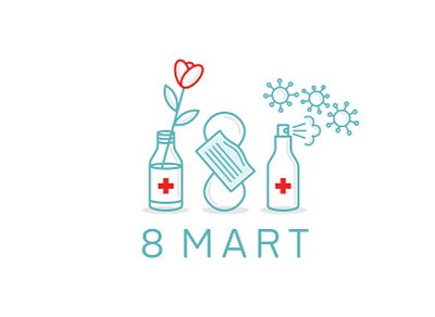 Gifts for 8 March 8 march alcoholic bacterium coronavirus doctor flower icons logo medical plus save spray symbol