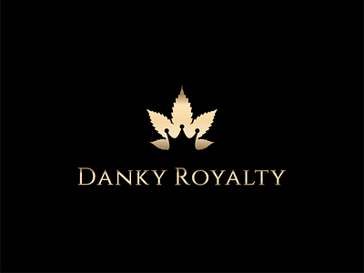 Danky Royalty cannabis logo crown golden leaf logo royal symbol