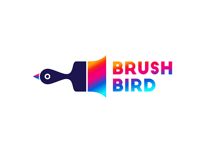 Brush Bird animals bird branding brushbird colorful design fly gradient logo icon logo vector zoo