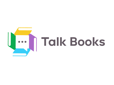 Talk Books logo book branding chat colorful design education graphic design icon logo talk ui vector