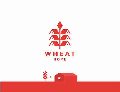 Wheat Home logo branding build building design graphic design home logo logotype rental symbol wheat