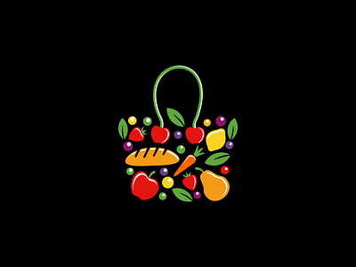 Food Basket apple bread food basket fruits leaf logo market shopping basket
