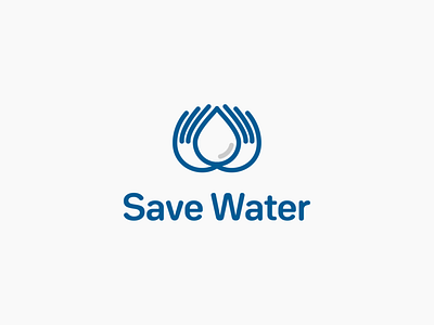 Save Water drop fingers hand line art logo love save water symbol water