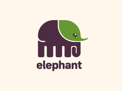 Green Elephant animals design elephant green leaf logo symbol zoo