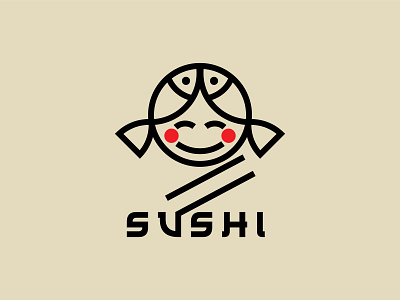 Sushi Logo design eat fish food girl logo sushi logo