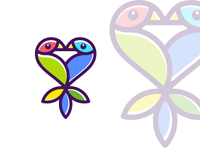 Parrot love colorful logo bird colorful fly heart logo love parrot zoo