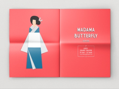 Madama Butterfly advertising design double page geisha leeds opera origami print uk