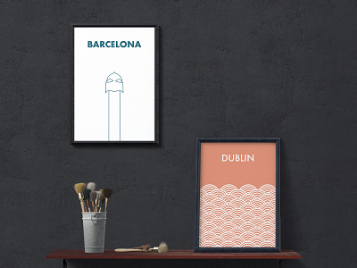 Barcelona / Dublin Posters barcelona catalunya cities color colour countries dublin ireland minimal minimalism minimalist pattern patterns poster poster art poster design spain studio