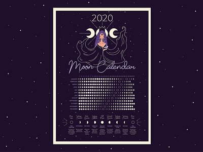 Moon Calendar calendar calendar design dark design eye galaxy graphicdesign illumination illustration illustrator moon moonlight moonphases mystic psychedelic purple stars universe vector witch