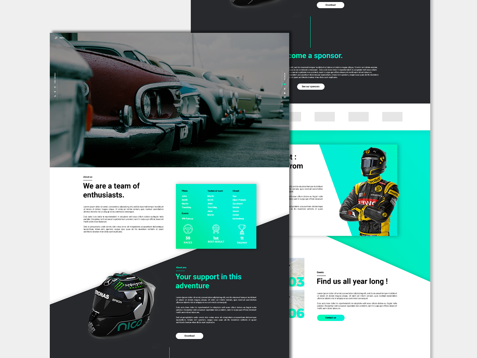 Website race team by Caroline Bourdeaux on Dribbble