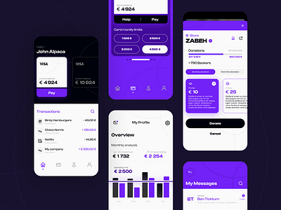 Finance & Banking App UI app app design bank app bank card banking banking app branding dailyui donation dynamic finance finance app financial app graphics mobile mobile app mobile ui navigation ui ux