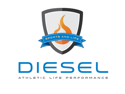 Diesel - Athletic Logo athletic banner blue branding design fire flame illustration logo orange shield sports