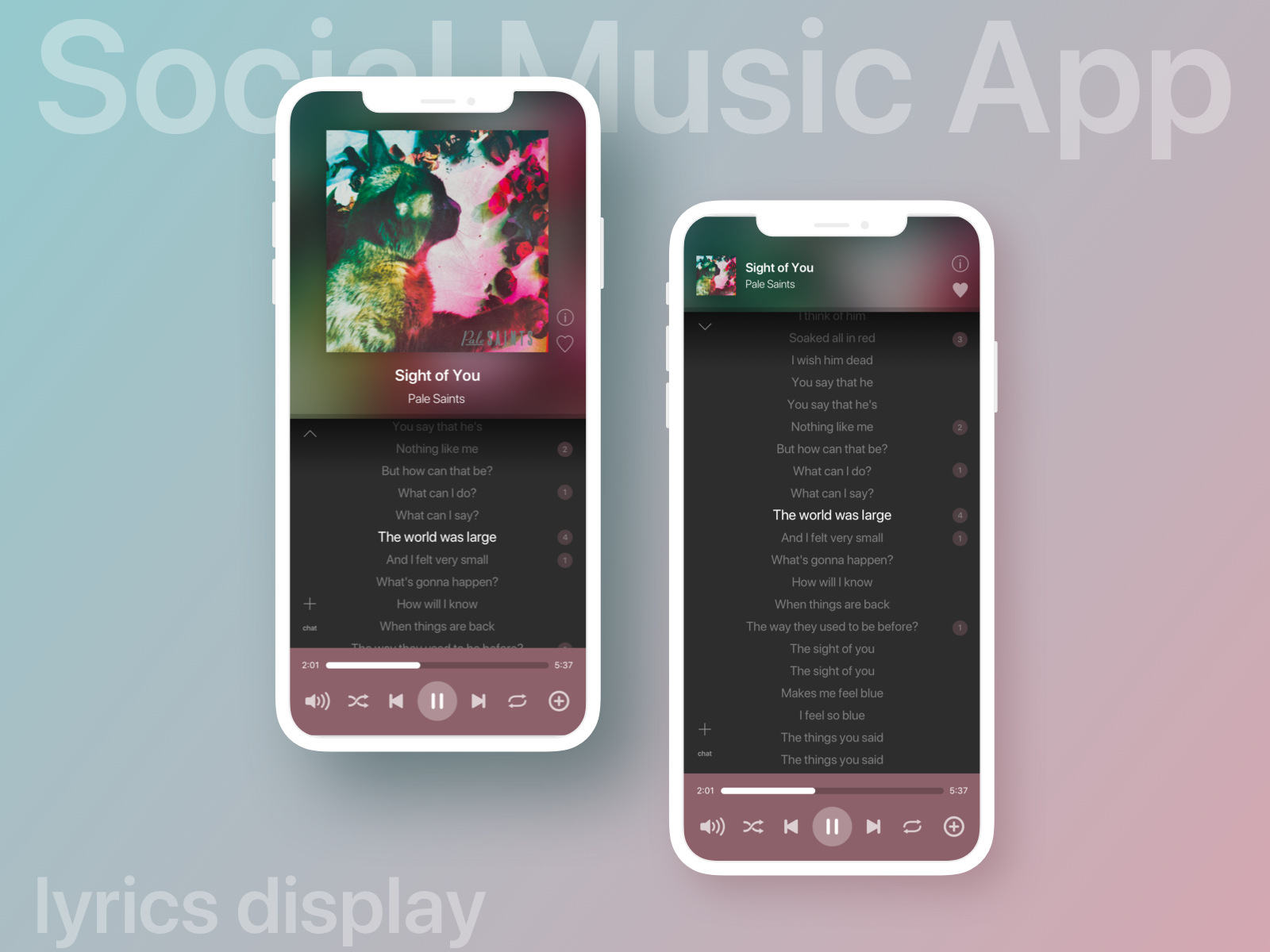 UI exercise social music app 1 lyrics display by Ivy Pan on Dribbble