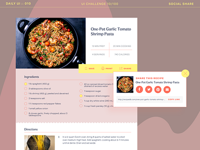 DailyUI 010 - Social Share dailyui dailyui010 directions ingredients recipe recipe card social share