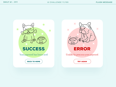 DailyUI 011 - Flash Message dailyui dailyui011 error flash message french bulldog frenchie happy sad success ui