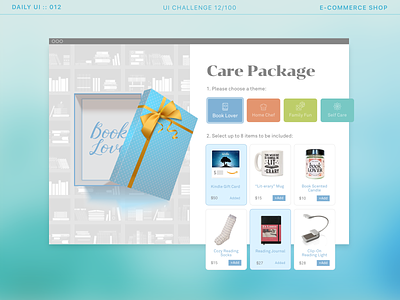 DailyUI 012 - E-Commerce Shop Single Item book lover care package dailyui dailyui012 ecommerce gift box shop shop item ui