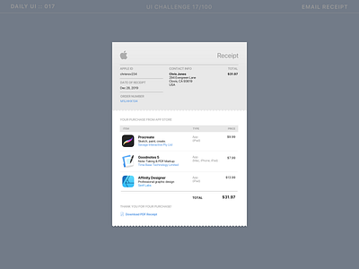 DailyUI 017 - Email Receipt