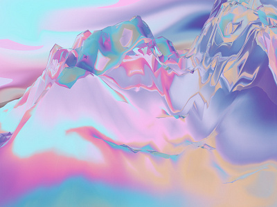 electric dream abstract c4d holographic mountain