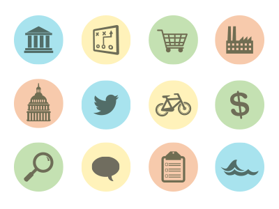 Round Icons bicycle chart clipboard government icon magnifying speech web