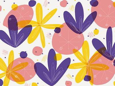 Floral pattern 1 color digital flowers illustration ipad pattern