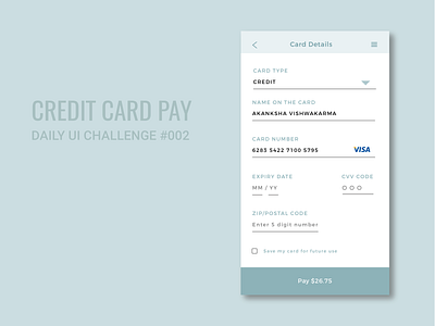 Daily UI #002 - Credit card checkout page